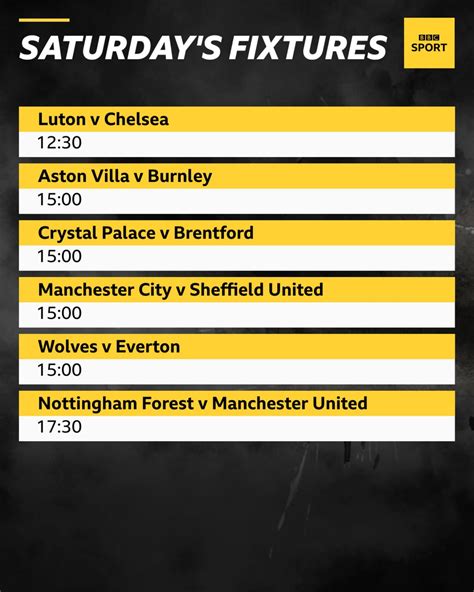 Follow Saturday's Premier League fixtures .